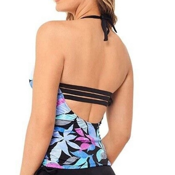 Nwt Salt + Cove Printed Ruched Tankini Swim Top - Picture 2 of 7